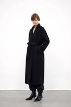 "Desert Mirage"Double-Breasted Coat with Shoulder Seam and Slight Cocoon Shape-4