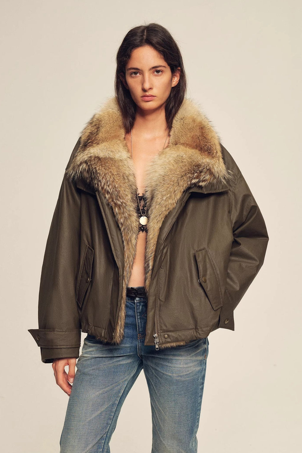Firelady Fur Women's down fur parka Coyote and Raccoon Fur Collar-“The long night is coming”-3