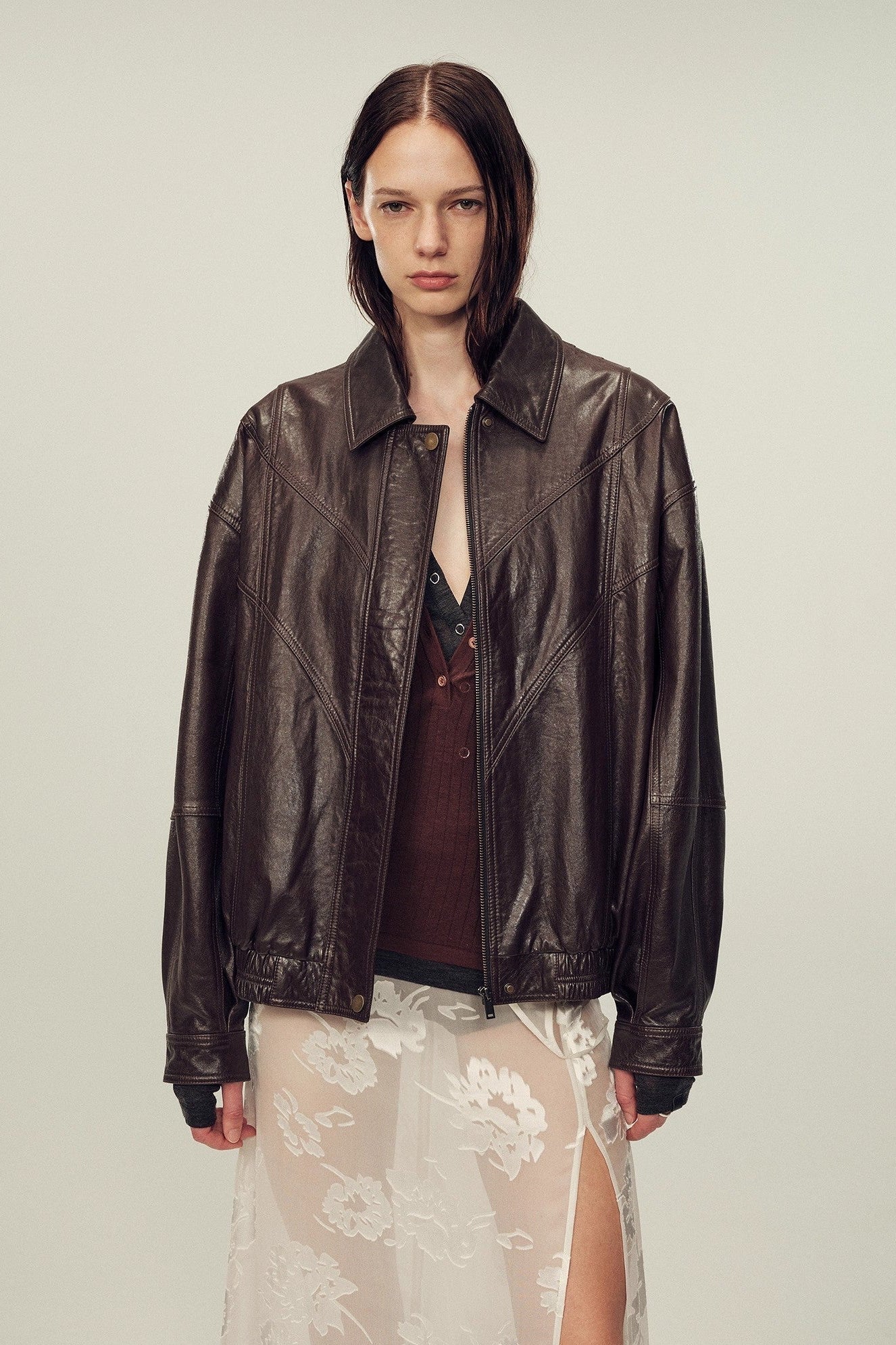 Fireladyfur Women's Suede Top-Grain Sheepskin Leather Jacket-1