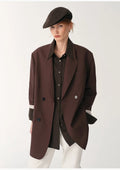Women's high-density fine silk wool peaked lapel suit jacket-6
