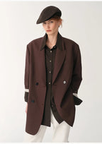 Women's high-density fine silk wool peaked lapel suit jacket-6