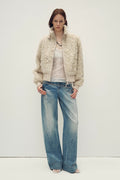 Casual stand-up collar jacket-style fluffy sheep curly hair fashionable short  bomber coat"Curly Story"-3