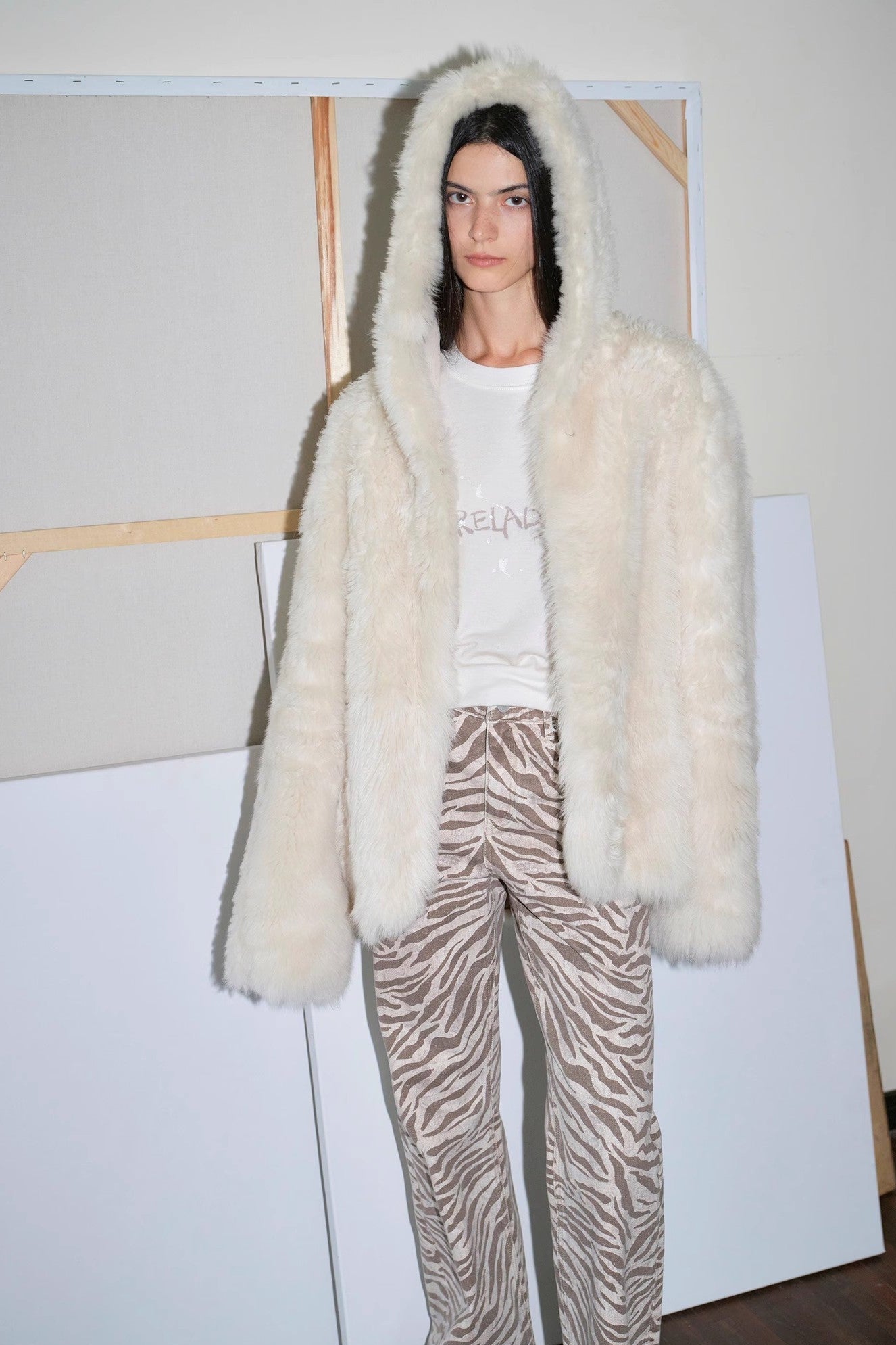 "Winter Snow" lazy silhouette hooded Tuscan curly sheepskin fur coat winter-0