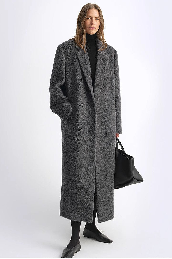 "Opium Nights"Women's Double-Breasted Blazer Coat with Straight Shoulders-2
