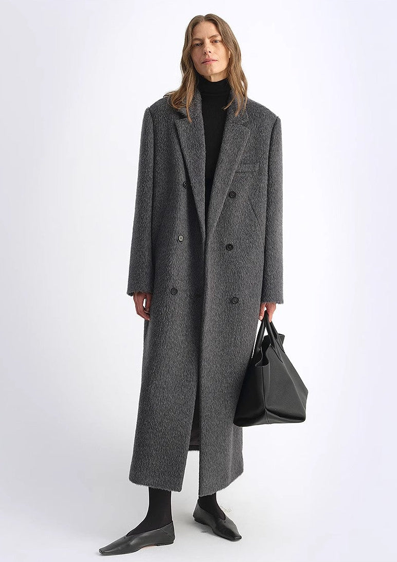 "Opium Nights"Women's Double-Breasted Blazer Coat with Straight Shoulders-3