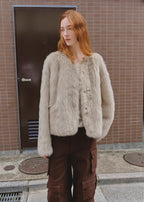 "Darcy Manor" imported Tuscan straight wool sheepskin sweetheart collar short fur coat-1