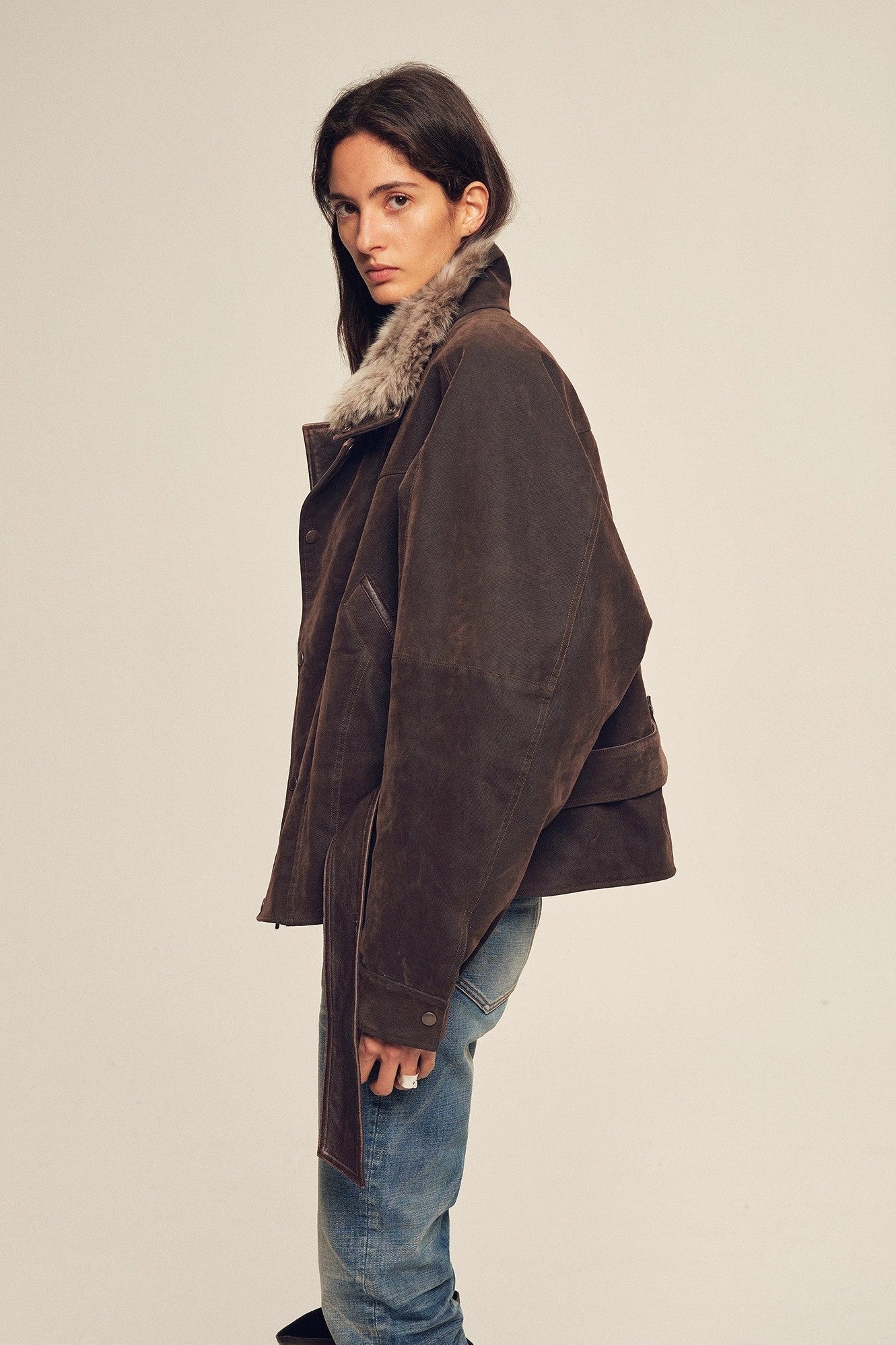 Firelady Fur Women's Goose Down Parka Coat with Detachable Toscana Shearling Fur Collar“Modern Traveler”-2
