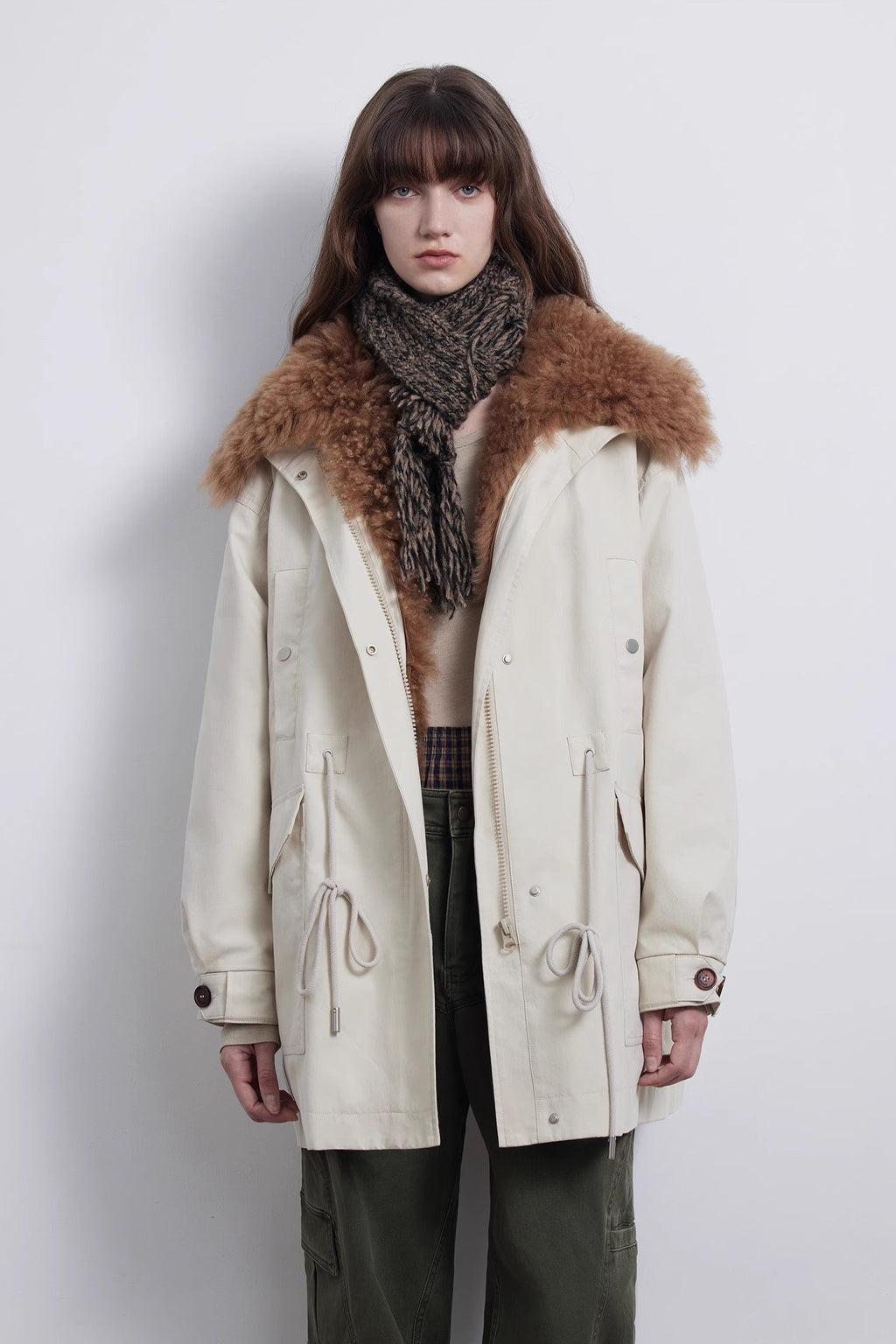 Fireladyfur Women’s Goose Down Parka  coat with Toscana Shearling Fur“Green Mile Miracle”-1