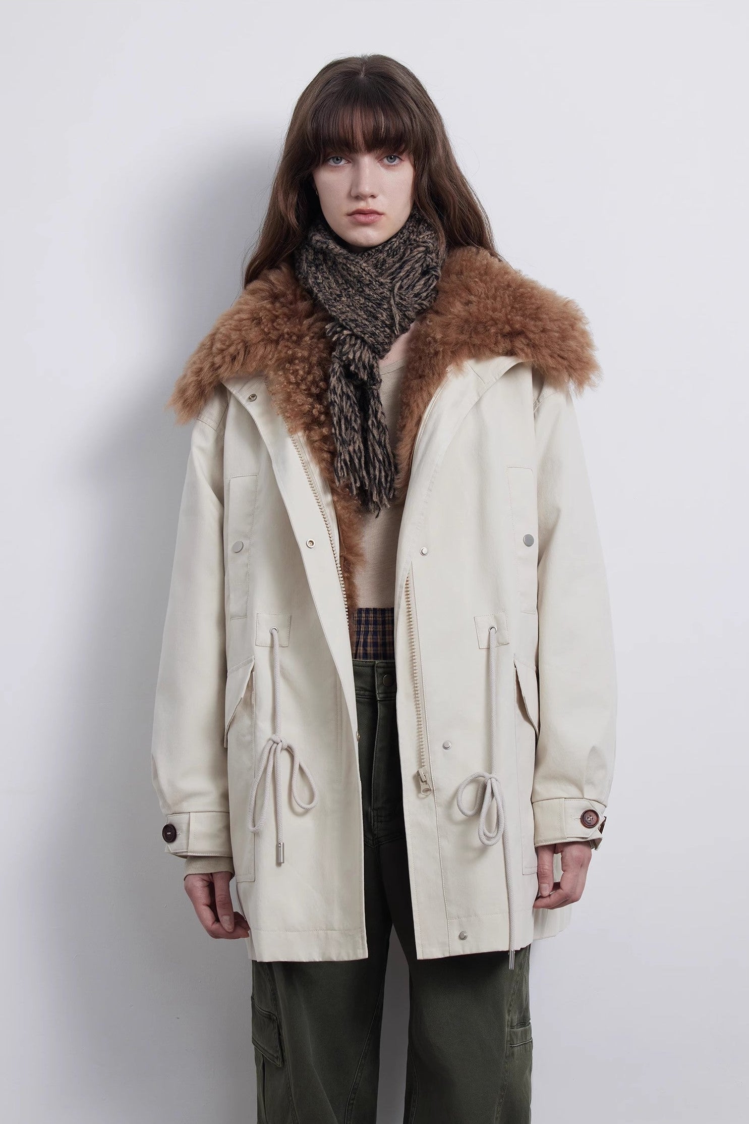 Fireladyfur Women’s Goose Down Parka  coat with Toscana Shearling Fur“Green Mile Miracle”-1