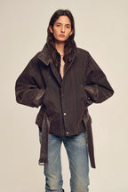 Firelady Fur Women's Goose Down Parka Coat with Detachable Toscana Shearling Fur Collar“Modern Traveler”-3