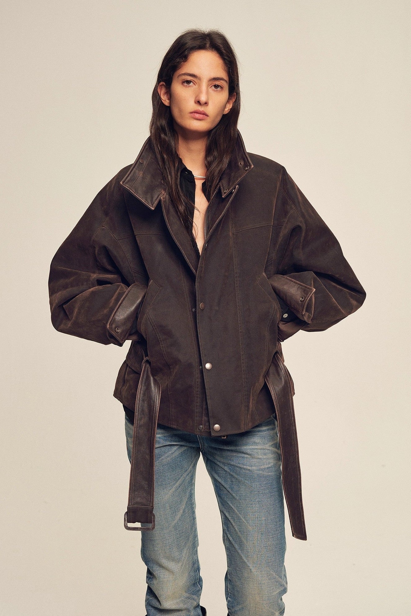 Firelady Fur Women's Goose Down Parka Coat with Detachable Toscana Shearling Fur Collar“Modern Traveler”-3