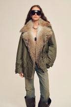 Firelady Women's Sheepskin Parka coat with Two-Tone Toscana Coyote Fur Collar“Wilderness Parka”-2