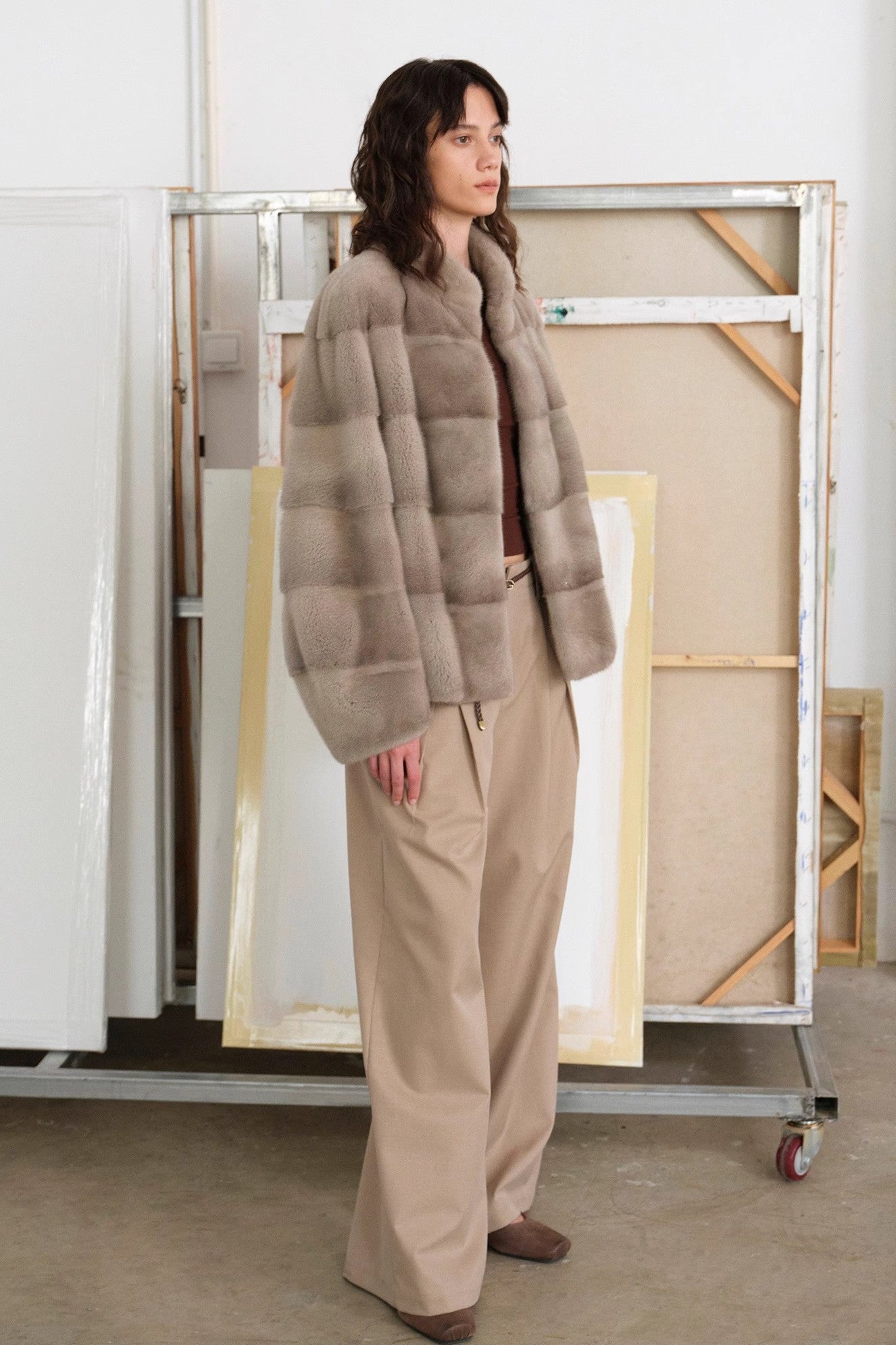 Imported purple label mink coat horizontal ridge leaning against the ridge craft mink fur coat-1