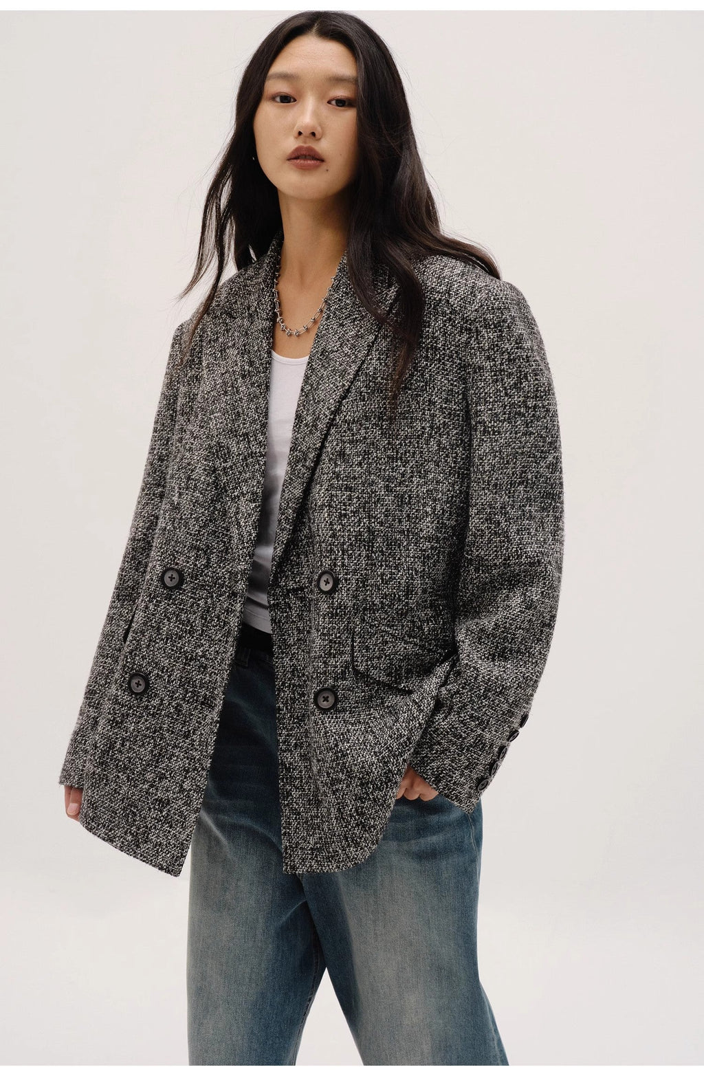 "Long Night Meteor" Limited Edition Italian Imported Yarn Fashionable Chanel Style Tweed Suit Jacket-1