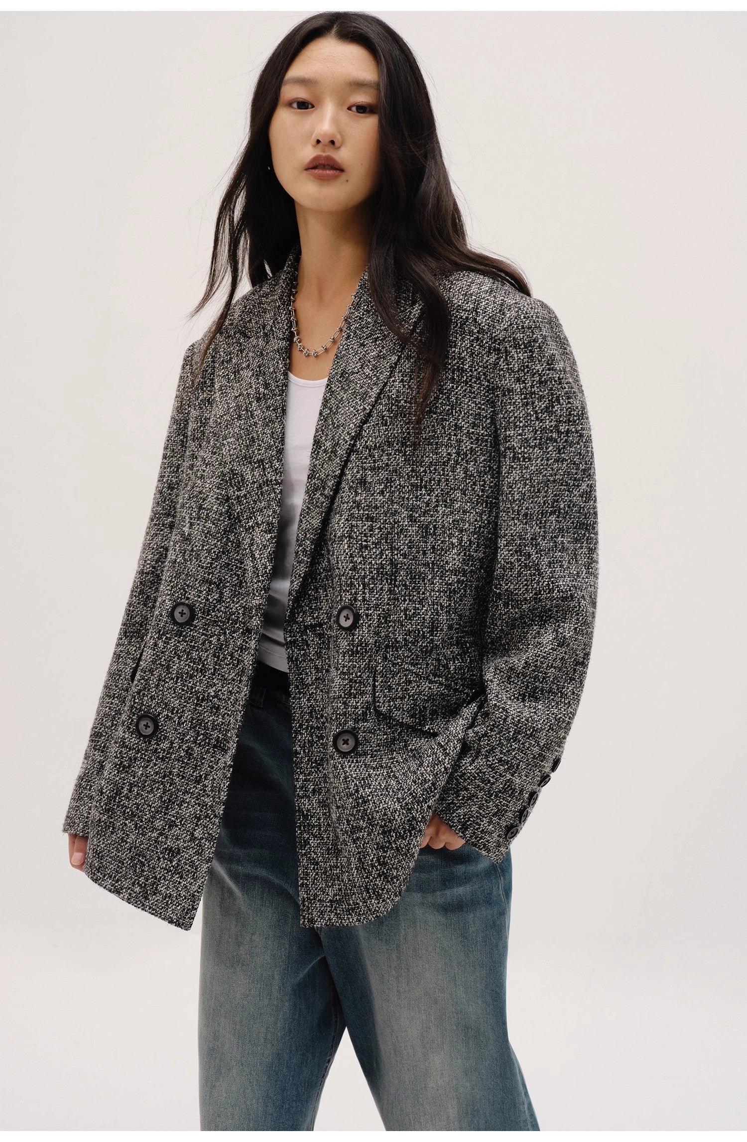 "Long Night Meteor" Limited Edition Italian Imported Yarn Fashionable Chanel Style Tweed Suit Jacket-1