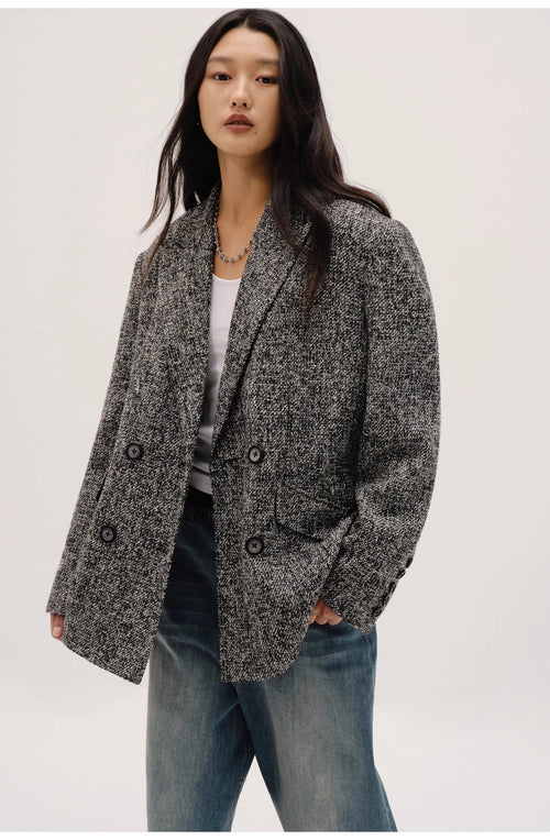 "Long Night Meteor" Limited Edition Italian Imported Yarn Fashionable Chanel Style Tweed Suit Jacket-1