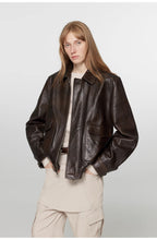 Fireladyfur Women's Vintage Brown Aviator Style Leather Jacket“South City Old Lane”-1