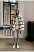 Fireladyfur Women's Lamb Wool Striped Jacket“Snowy New Year”-0
