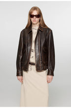 Fireladyfur Women's Vintage Brown Aviator Style Leather Jacket“South City Old Lane”-0