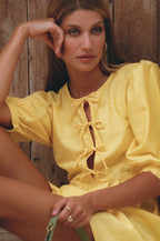 Beatrice Puff Sleeve Linen Mini Dress (Sale)