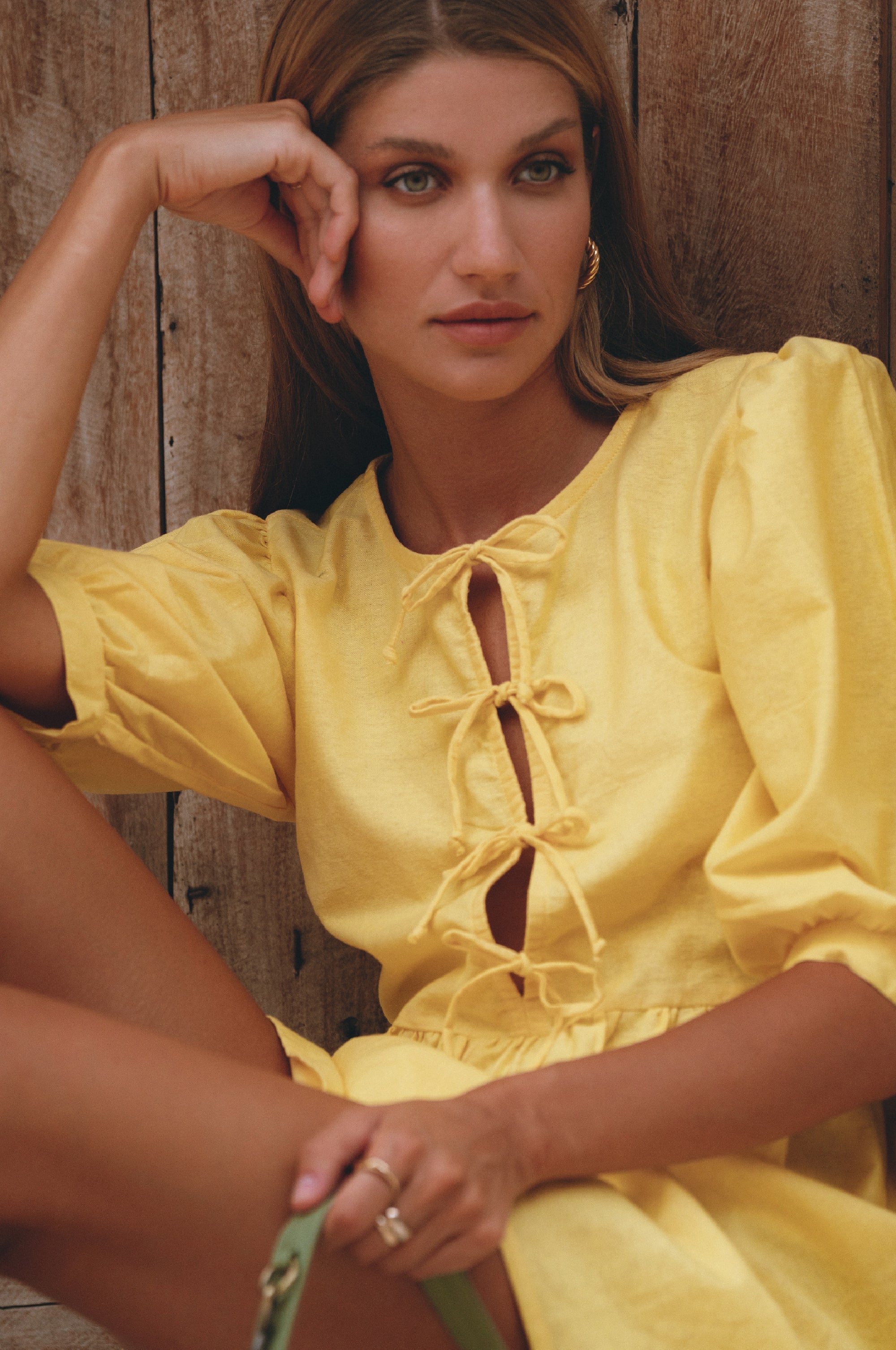 Beatrice Puff Sleeve Linen Mini Dress (Sale)