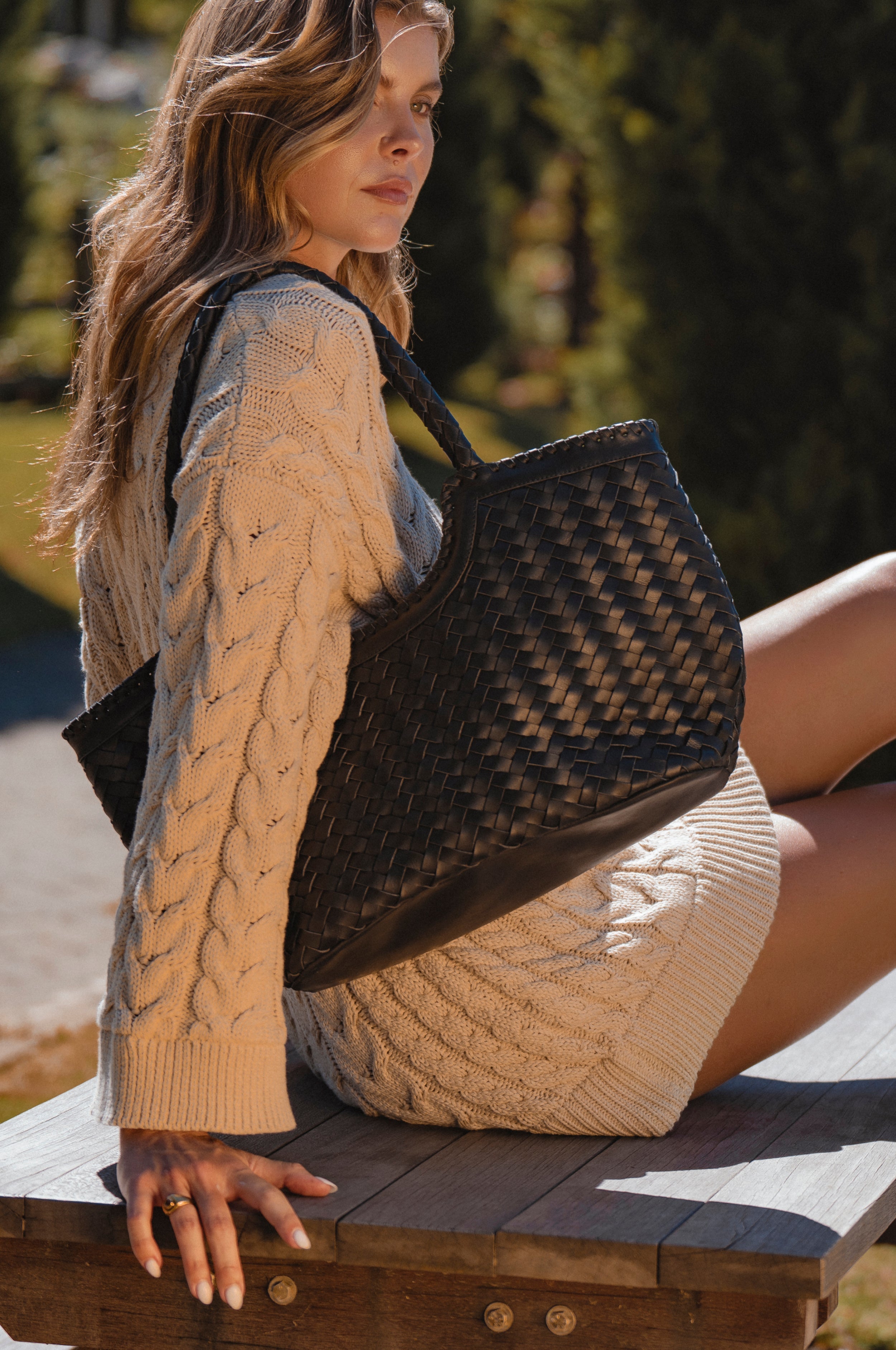 Bellagio Woven Leather Tote Bag-0