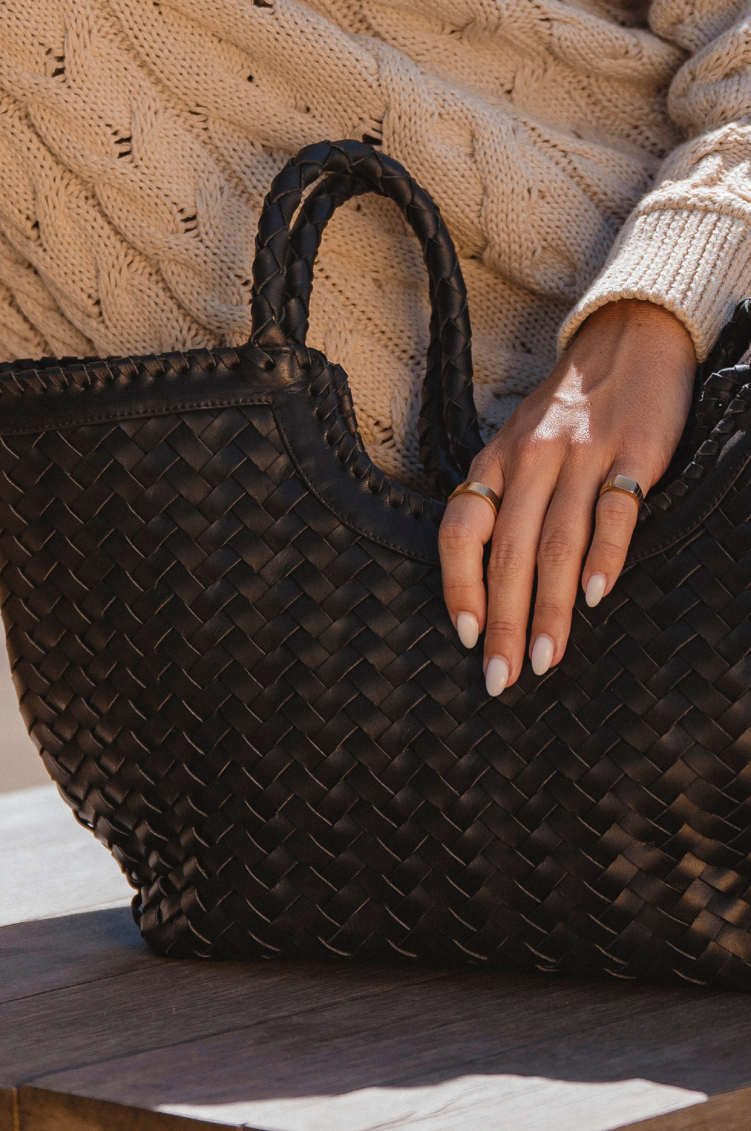 Bellagio Woven Leather Tote Bag-3