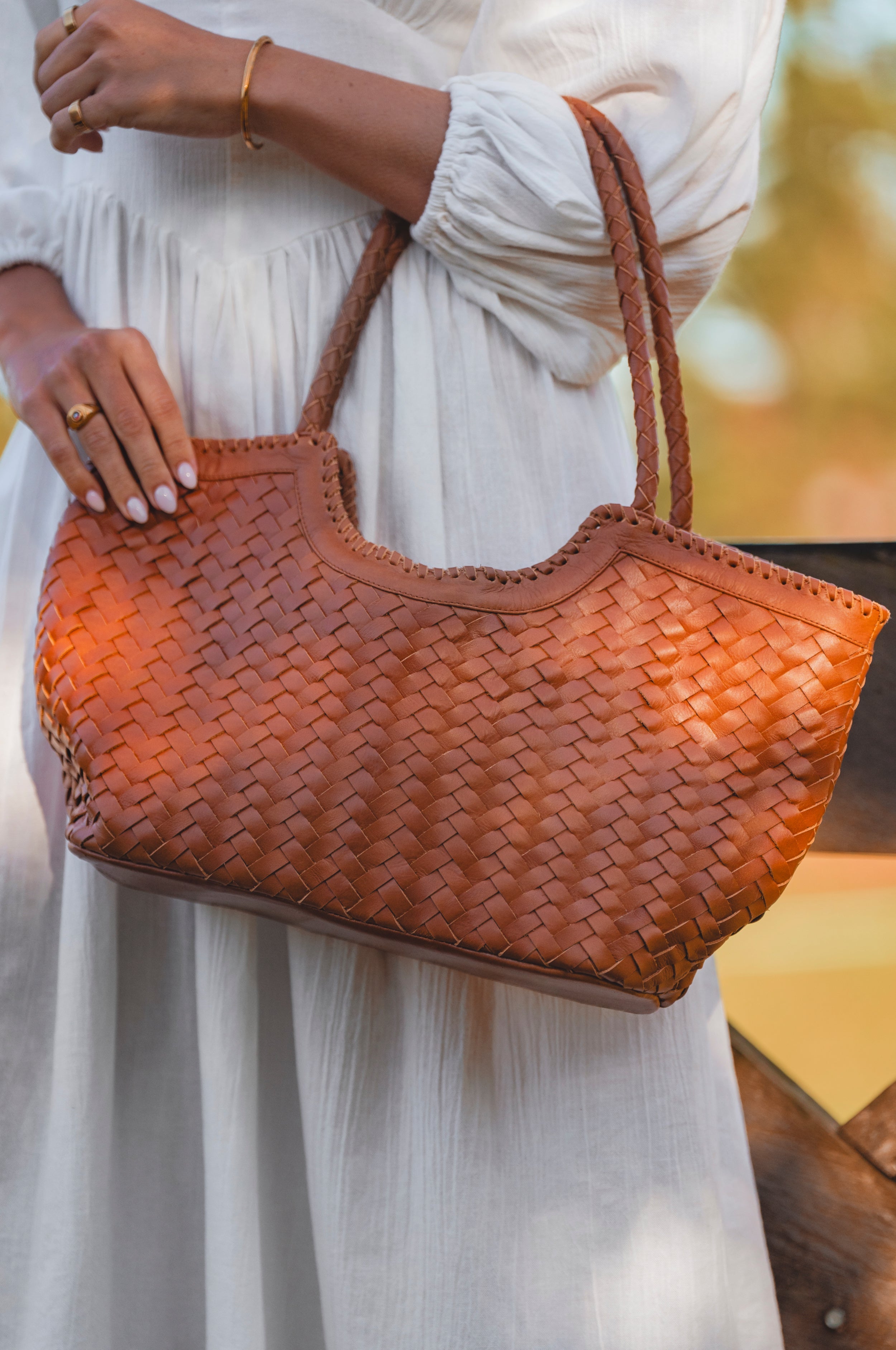 Bellagio Woven Leather Tote Bag-4