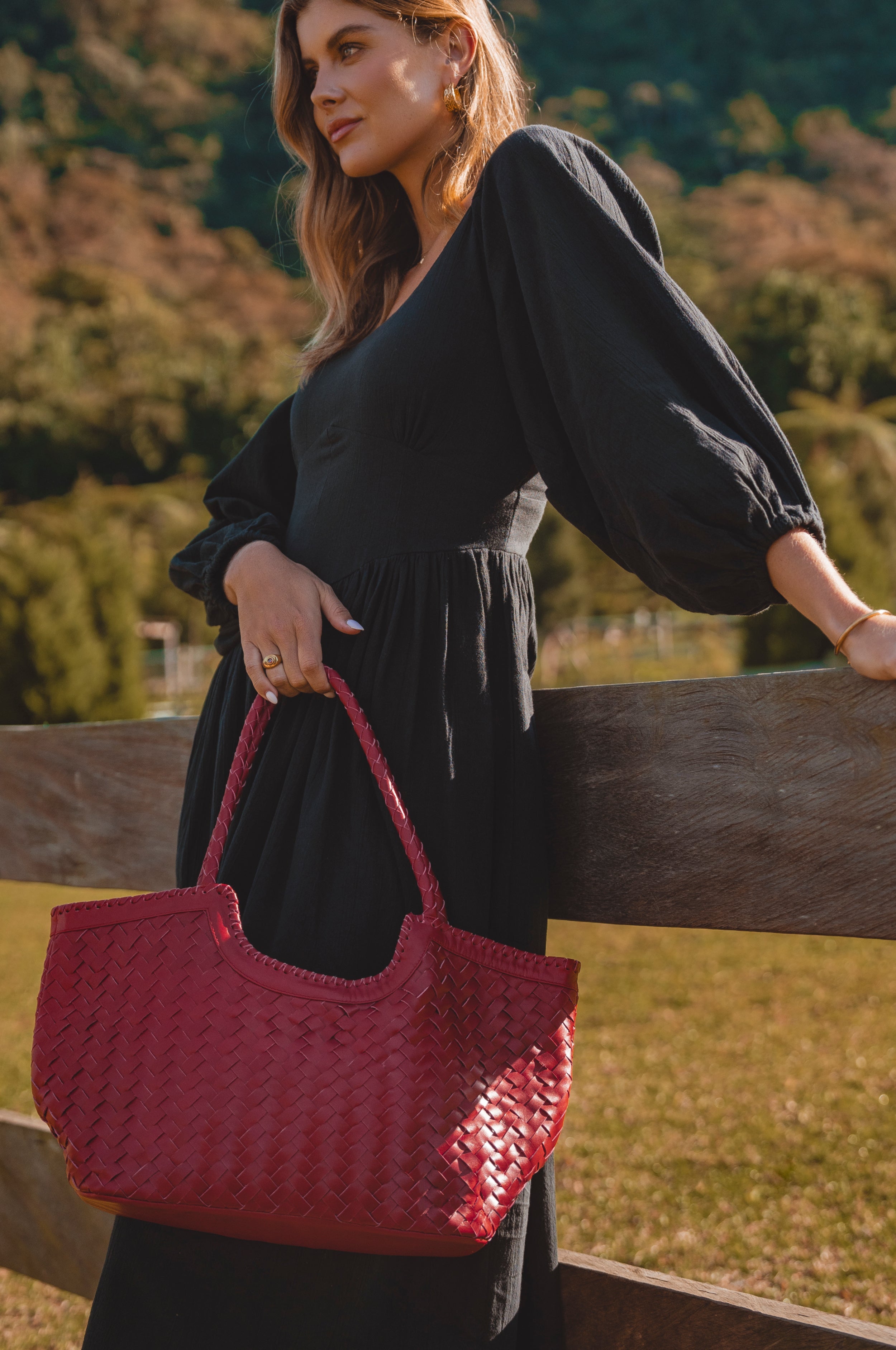 Bellagio Woven Leather Tote Bag-0