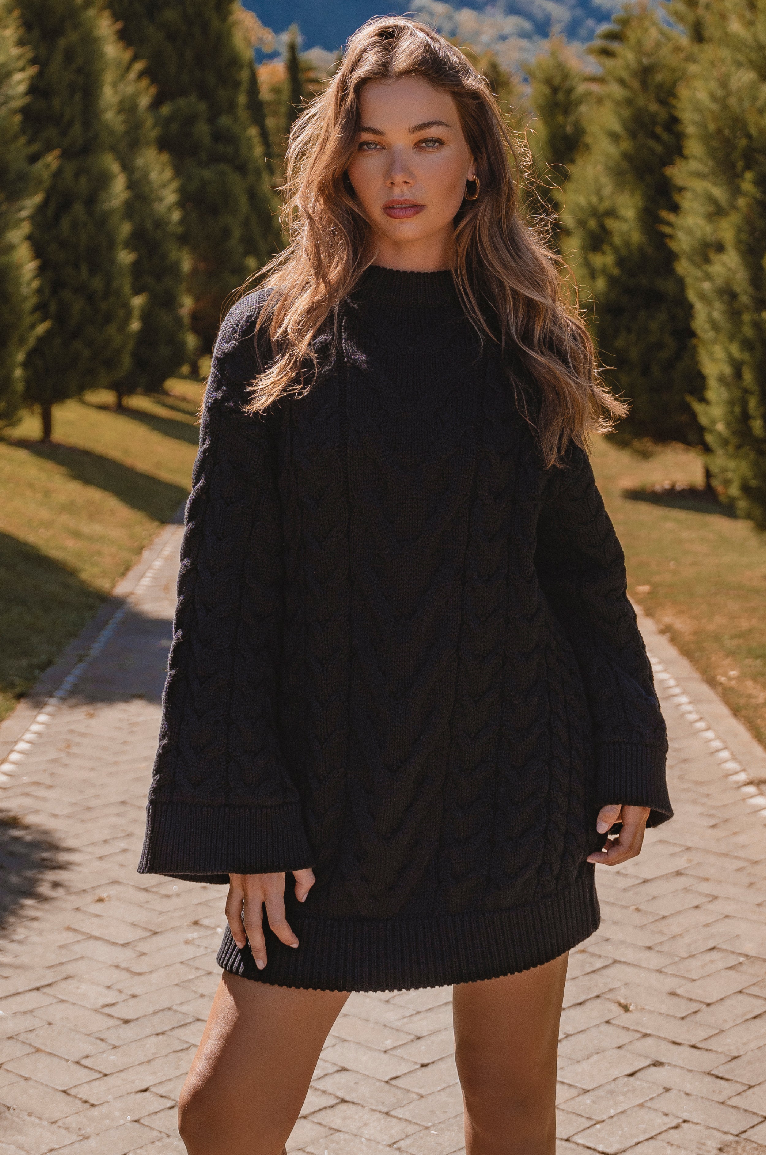 Cozy Cable-Knit Sweater Dress