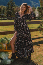 Flamenco Boho Wrap Maxi Dress