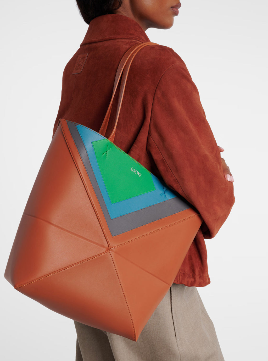LOEWE
x Albers Puzzle Fold Medium leather tote bag