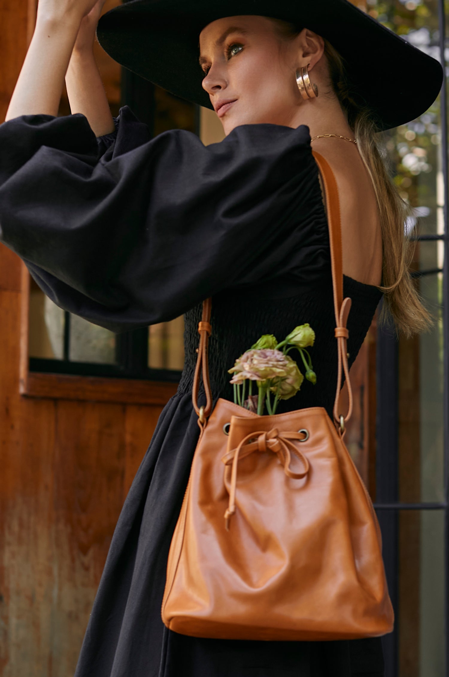Geneva Drawstring Leather Bag-0
