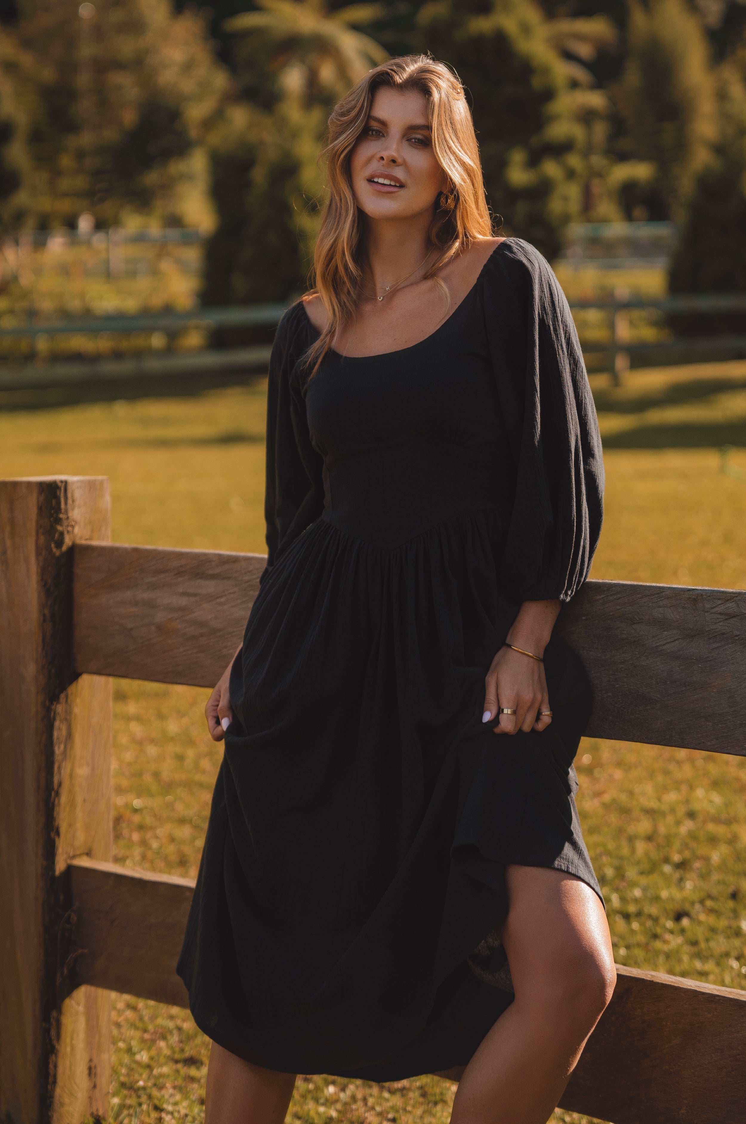 Genevieve Puff Sleeve Midi Dress