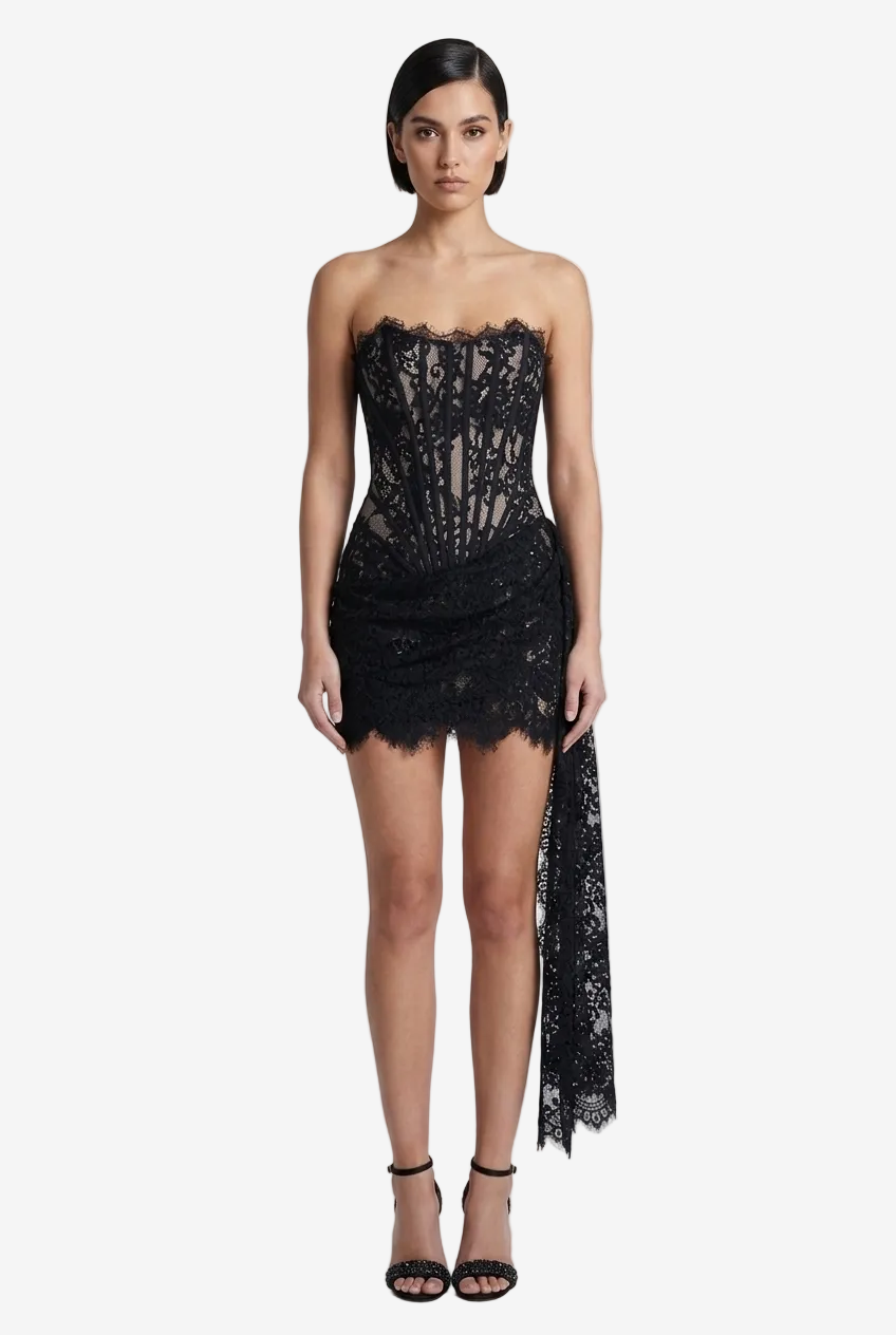 Corset Floral Lace Mini Dress