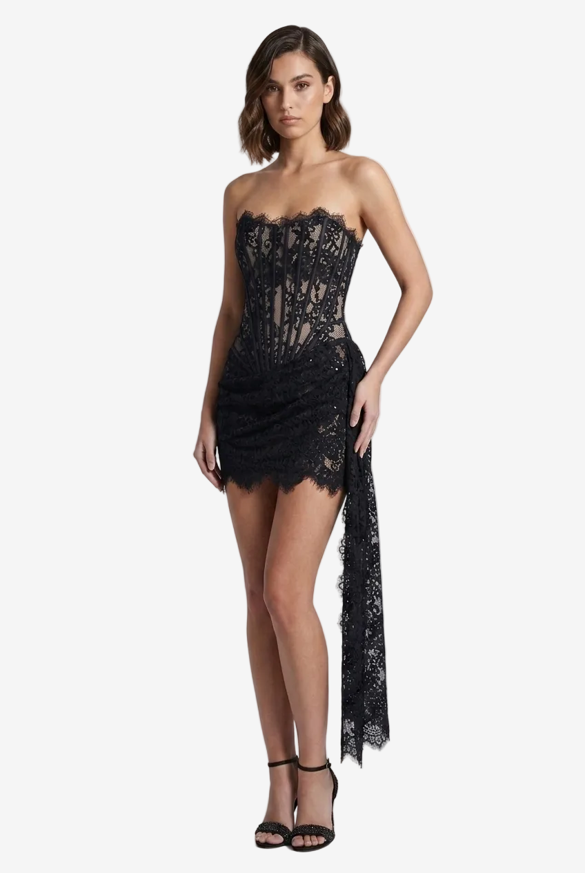 Corset Floral Lace Mini Dress