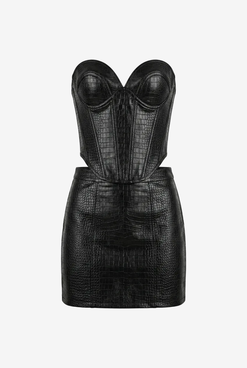 Noira Bandage Black Metallic Mini Skirt Set