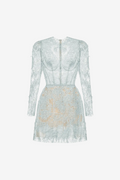 BABY BLUE BEADED LACE MINI DRESS