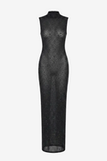 Mone Embellished Black Crystal Maxi Dress