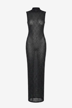 Mone Embellished Black Crystal Maxi Dress
