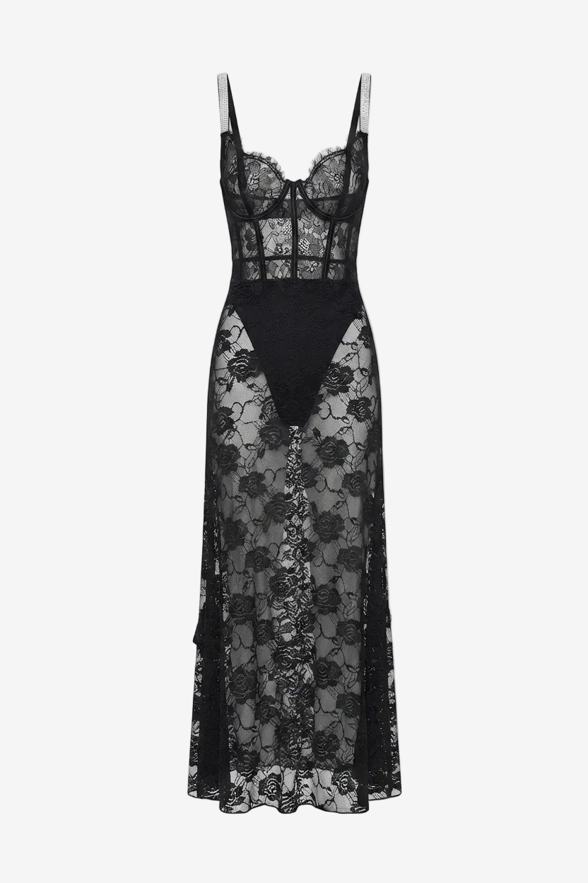 Serna Assymetrical Guipure Lace Skirt