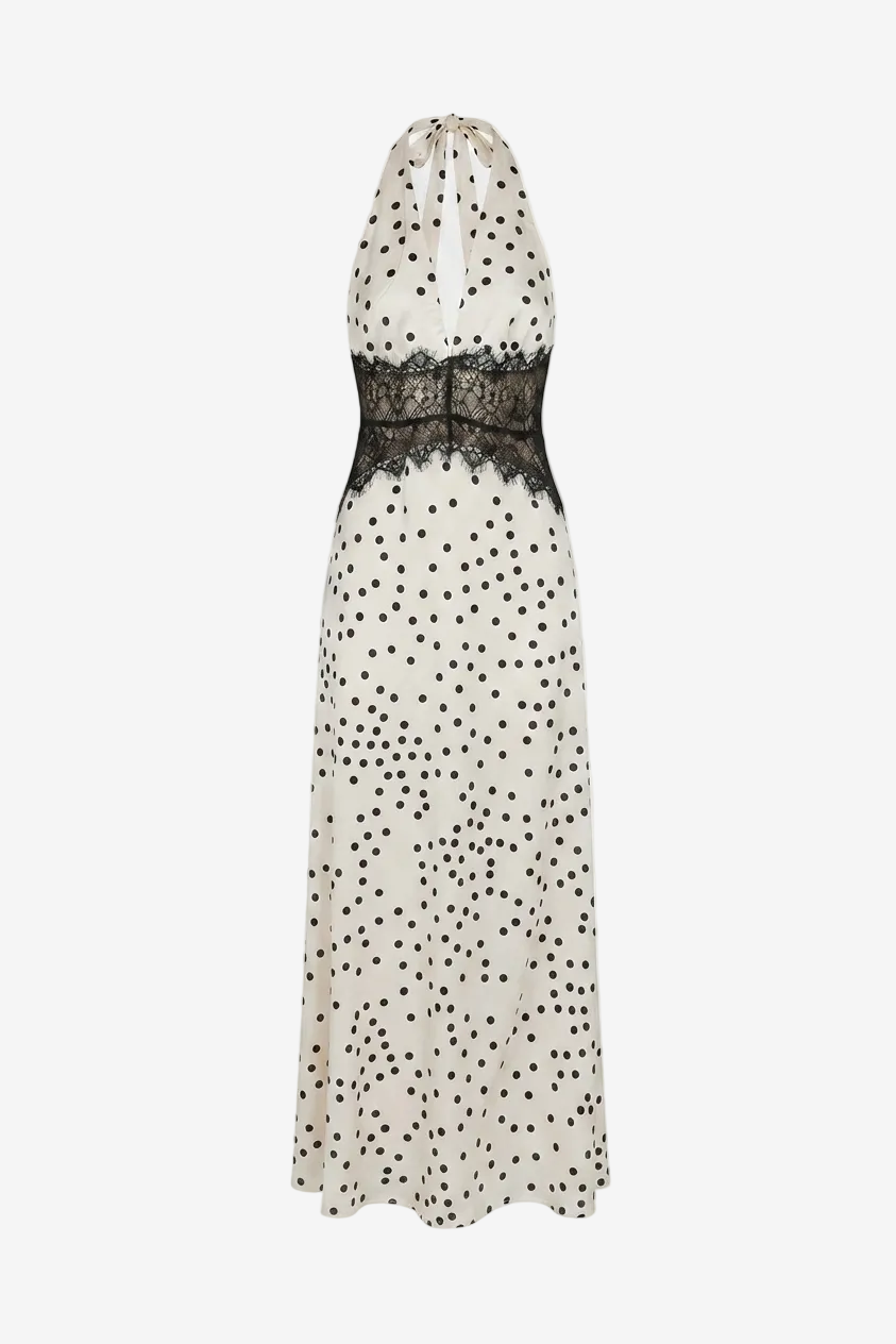 Noir Halter Lace Maxi Dress