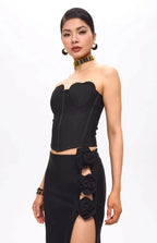 Tita Bandage Flower Decorated Maxi Skirt Black