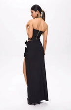 Tita Bandage Flower Decorated Maxi Skirt Black