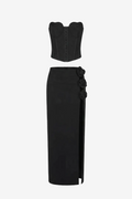 Tita Bandage Flower Decorated Maxi Skirt Black