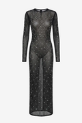 Sasso Crystal Mesh Maxi Dress Black