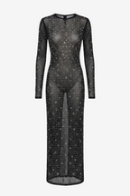 Sasso Crystal Mesh Maxi Dress Black
