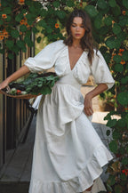 Lucienne Smocked Linen Maxi Dress