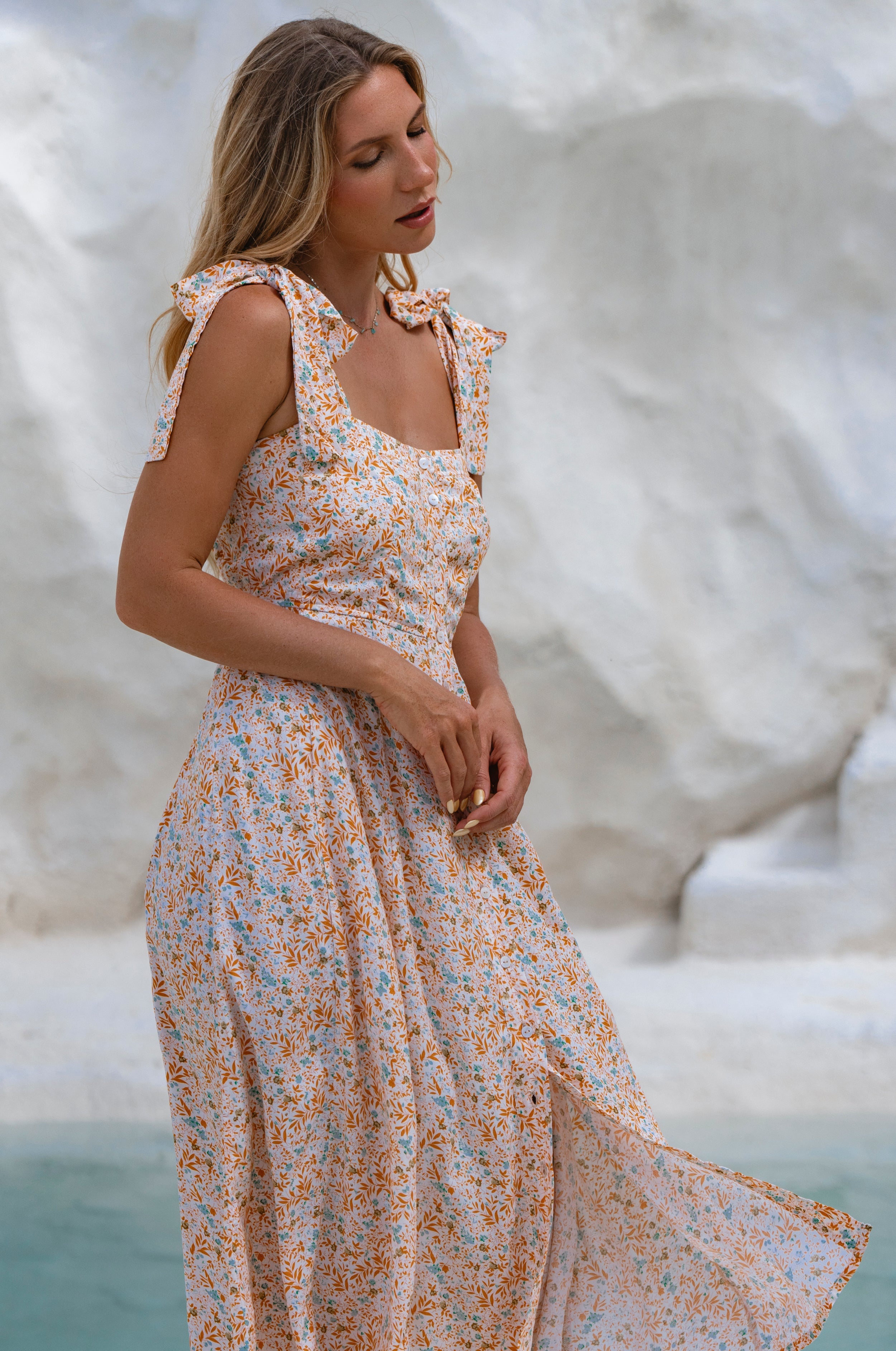 Mia Vita Button Down Dress With Ties