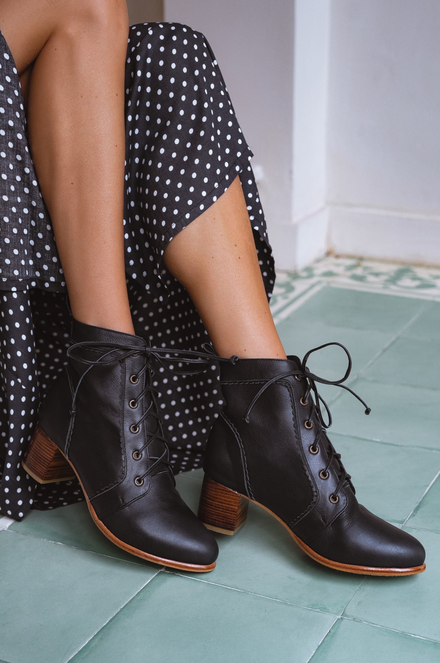 Mon Reve Leather Ankle Booties-0